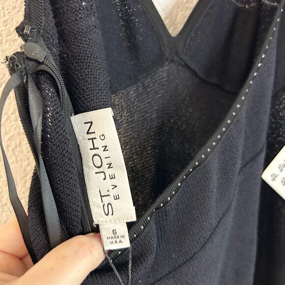 St. John. Evening Embellished Floral Knit Evening Dress Womens Size 6 NWT NEW - Picture 12 of 16